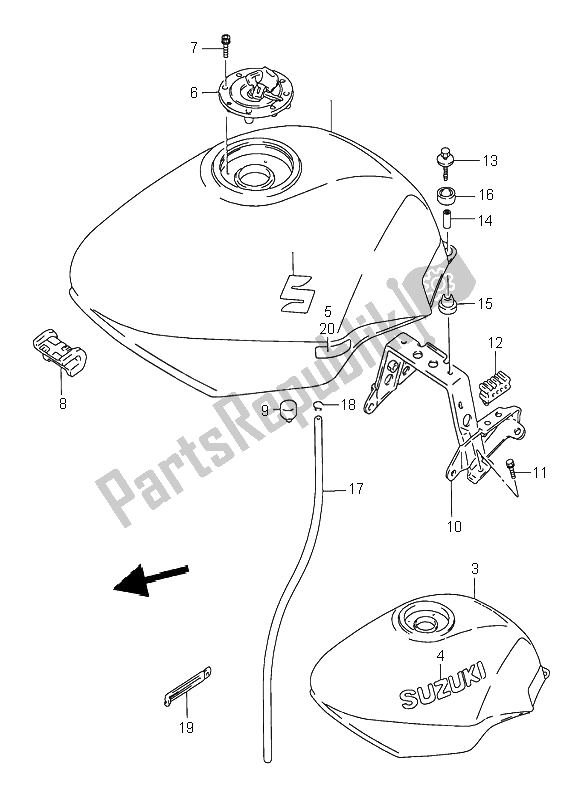 Todas las partes para Depósito De Combustible de Suzuki GSX 750F 1995