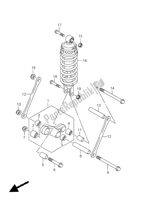 Toutes les pièces pour le Levier De Coussin Arrière (gsx650f E24) du Suzuki GSX 650 FA 2011