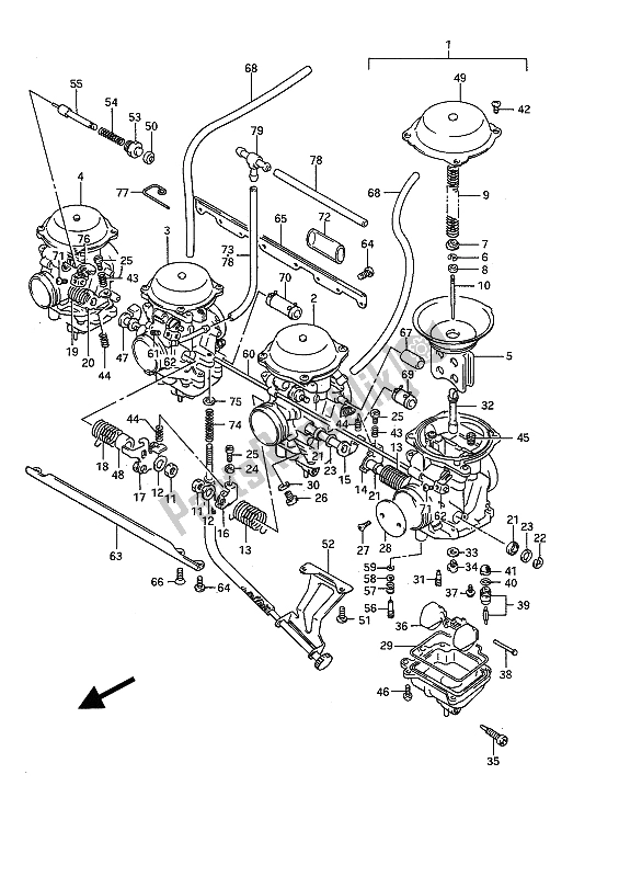 Alle onderdelen voor de Carburator van de Suzuki GSX 1100F 1993
