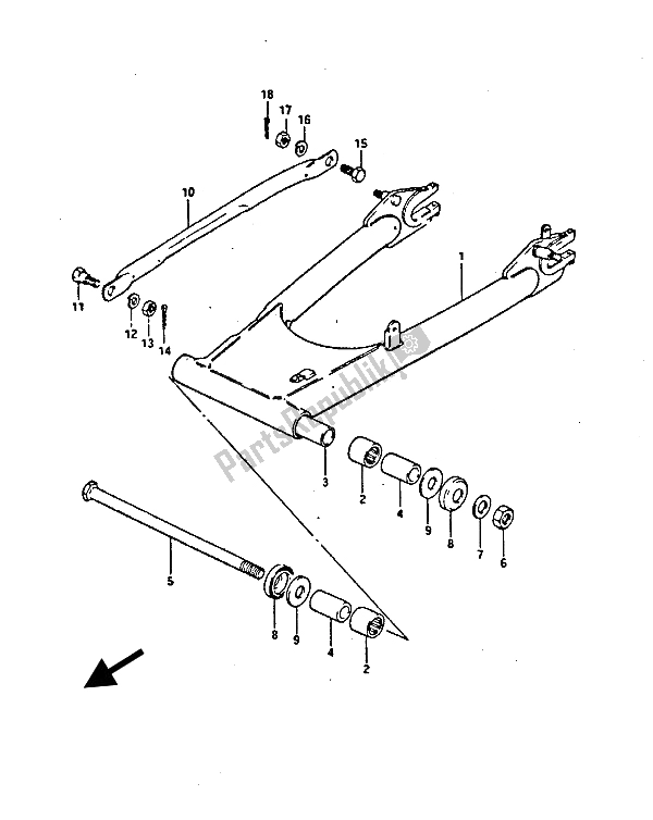 Tutte le parti per il Braccio Oscillante Posteriore del Suzuki GS 450 ES 1987