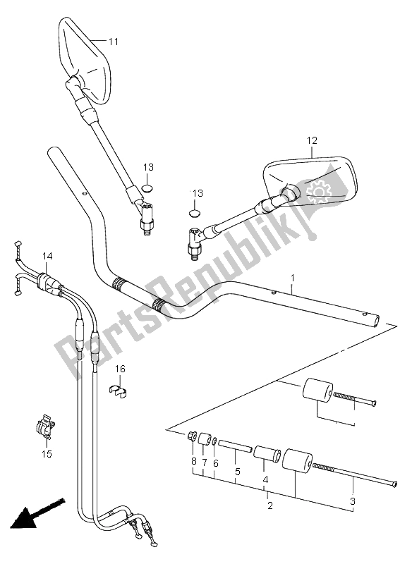 Tutte le parti per il Manubrio del Suzuki GSX 1400 2002