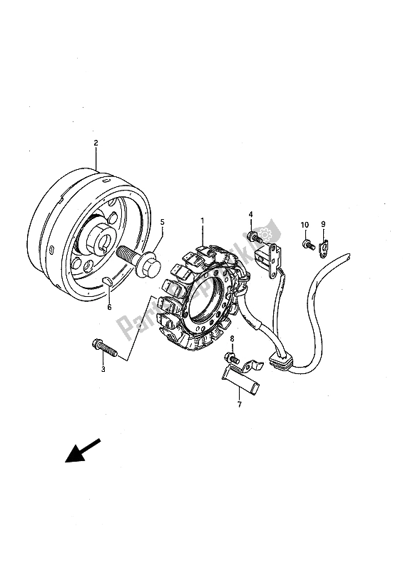 All parts for the Magneto of the Suzuki LS 650P Savage 1991