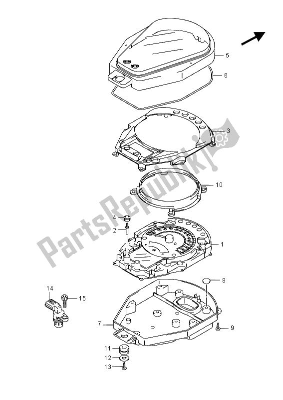 All parts for the Speedometer (e02) of the Suzuki VL 1500T Intruder 2015
