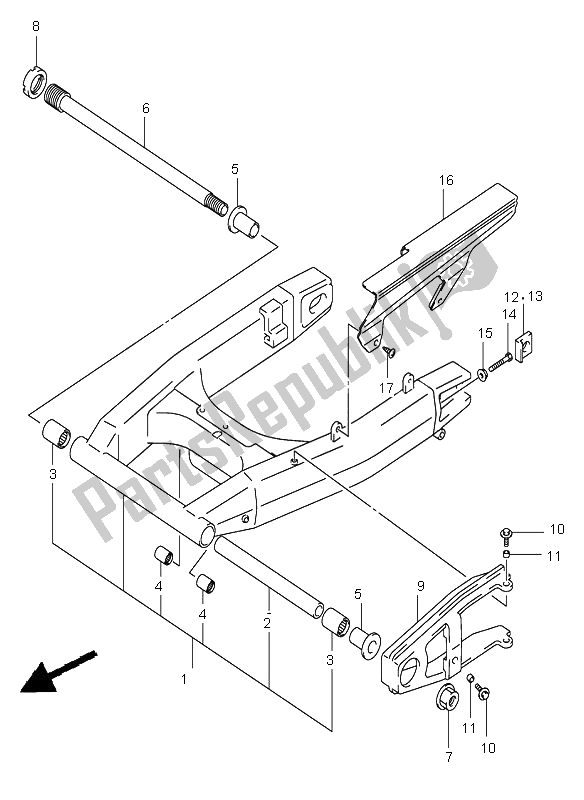 Toutes les pièces pour le Bras Oscillant Arrière du Suzuki DL 1000 V Strom 2005