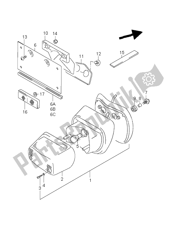 All parts for the Rear Combination Lamp of the Suzuki VL 1500 Intruder LC 2001