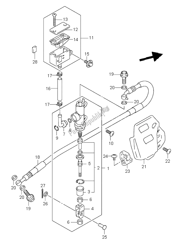 Wszystkie części do Tylny Cylinder G?ówny Suzuki DR Z 400S 2001