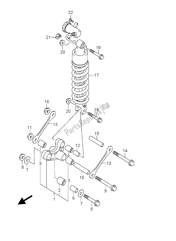 All parts for the Rear Cushion Lever of the Suzuki DL 650 V Strom 2005