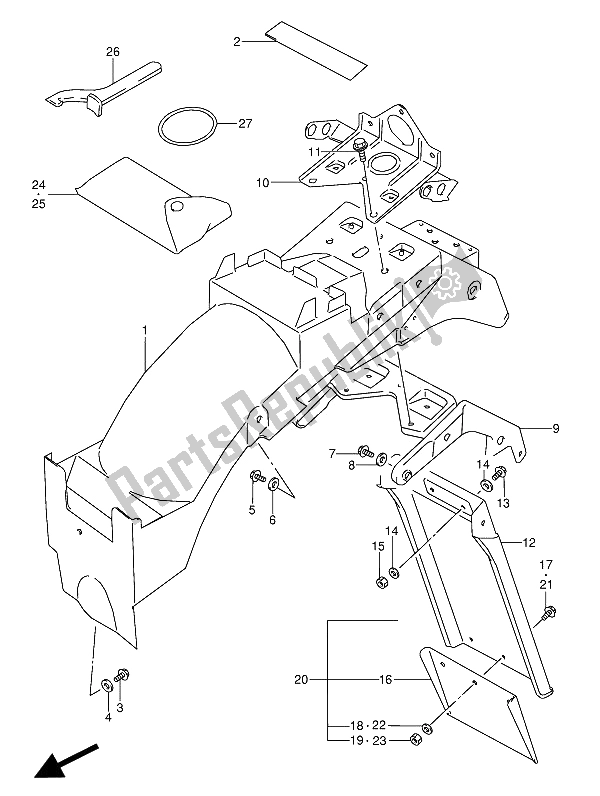 Todas las partes para Guardabarros Trasero de Suzuki GSX 600 FUU2 1990