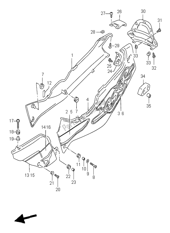 All parts for the Frame Cover of the Suzuki GSX R 1100W 1995