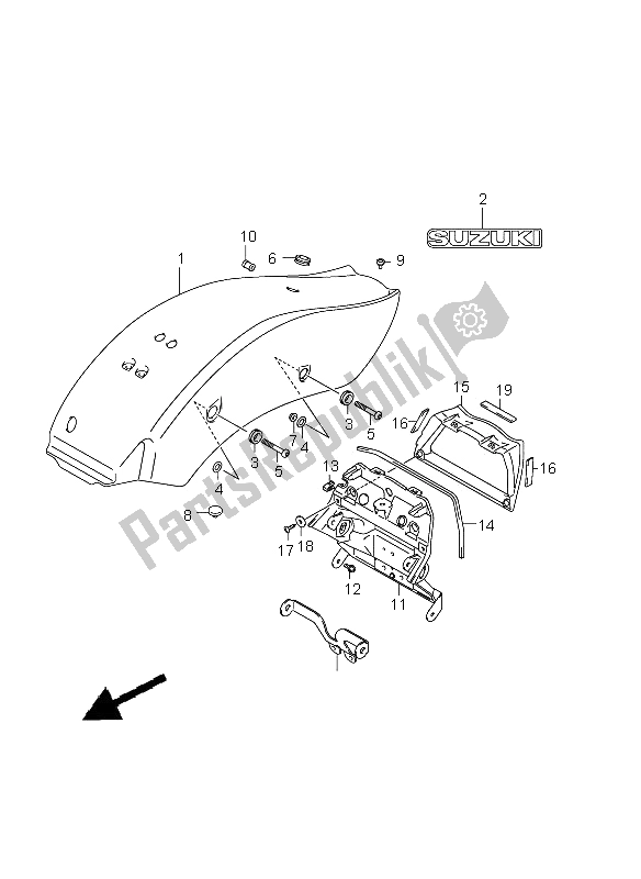 All parts for the Rear Fender of the Suzuki VZ 800 Marauder 2005