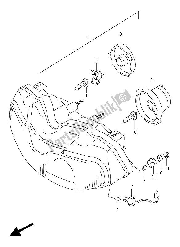 All parts for the Headlamp (e4-e18-e22-e25-e34) of the Suzuki TL 1000S 1998