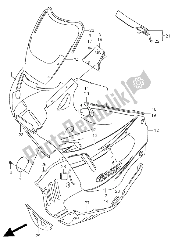 Todas las partes para Cuerpo De Capota de Suzuki GSX 600F 1997