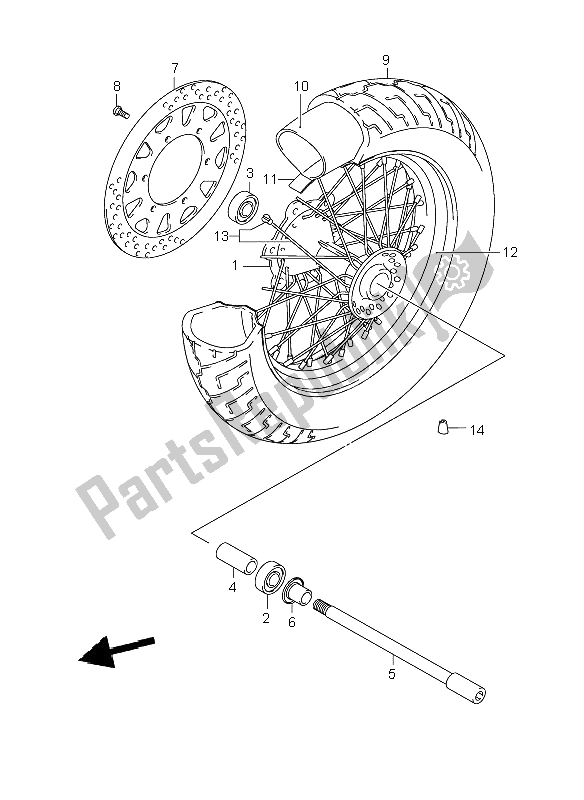 All parts for the Front Wheel (vl800-ue) of the Suzuki VL 800C Volusia 2008