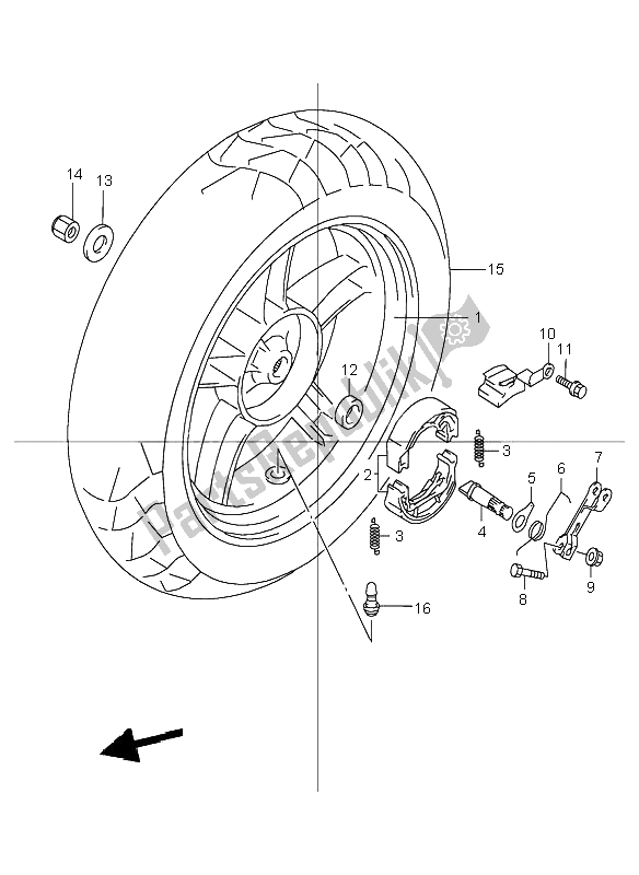 All parts for the Rear Wheel of the Suzuki TR 50S Street Magic 1998