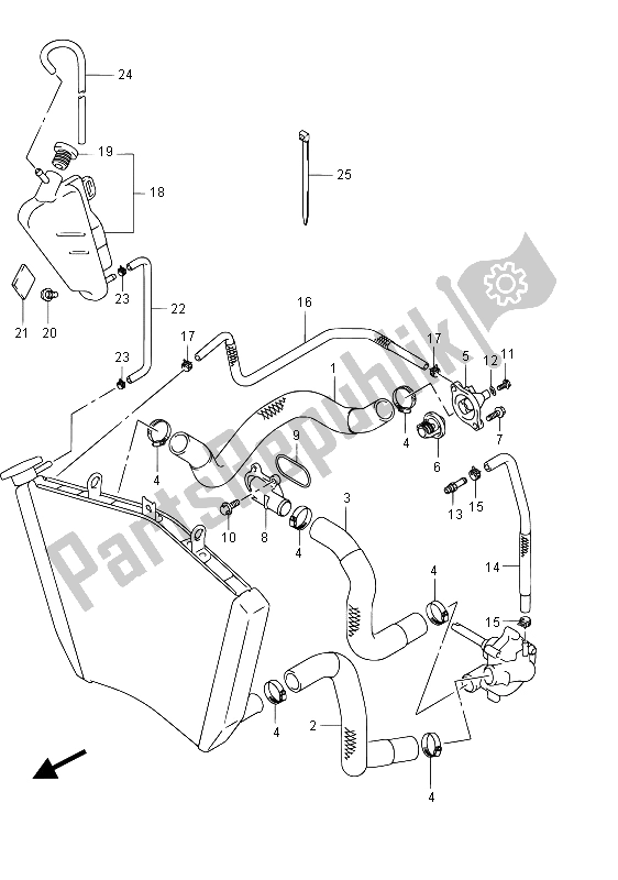 All parts for the Radiator Hose of the Suzuki GSX R 1000 2015