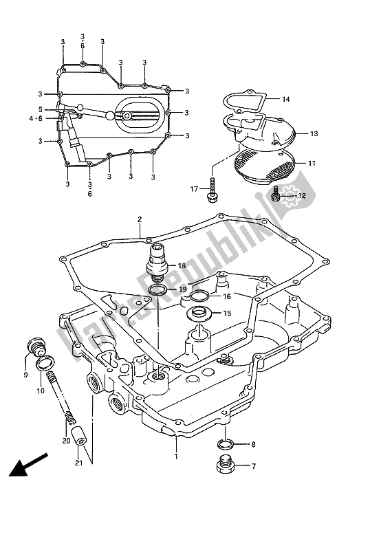 Alle onderdelen voor de Olie Pan van de Suzuki GSX 1100G 1994