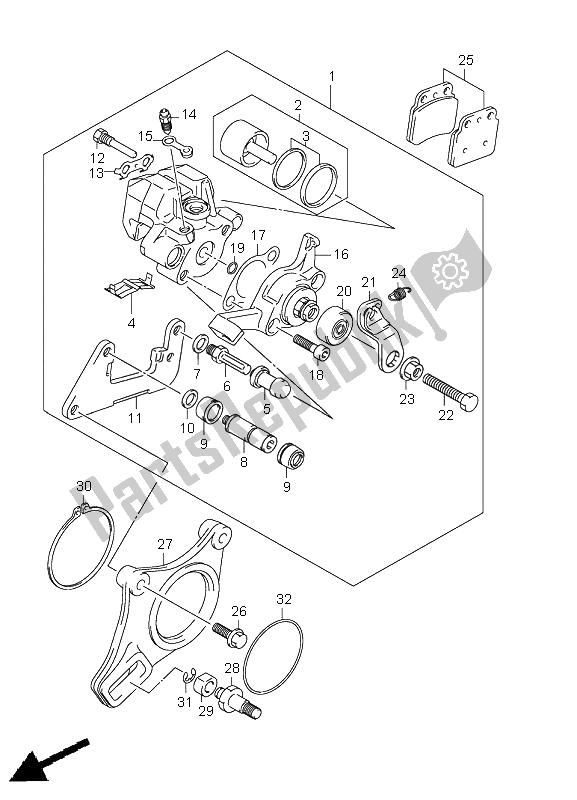 Todas las partes para Pinza Trasera de Suzuki LT R 450Z Quadracer 2011