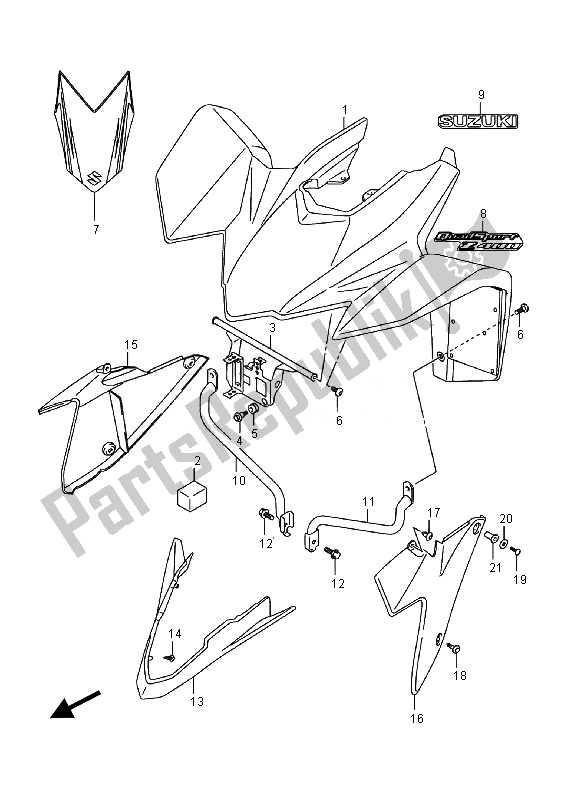 Wszystkie części do Przedni B? Otnik Suzuki LT Z 400 Quadsport 2014