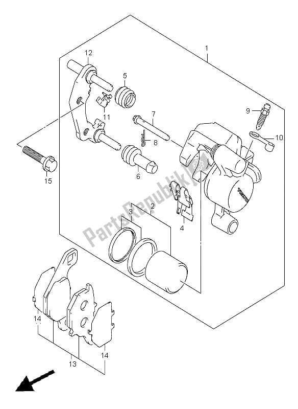 Tutte le parti per il Pinza Anteriore (lw) del Suzuki DR Z 125 SW LW 2003