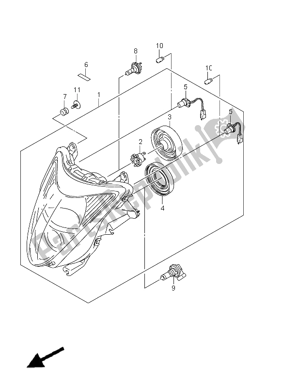 All parts for the Headlamp (gsx1300r E19) of the Suzuki GSX 1300R Hayabusa 2011