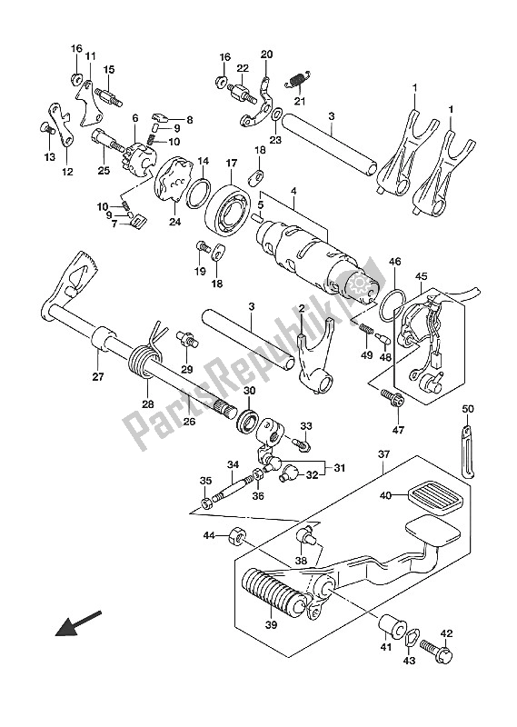 All parts for the Gear Shifting of the Suzuki VL 800 Intruder 2016