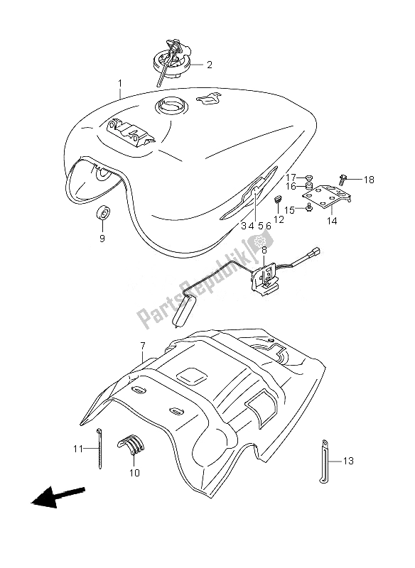 Tutte le parti per il Serbatoio Carburante (vzr1800-u2) del Suzuki VZR 1800 RZ M Intruder 2007