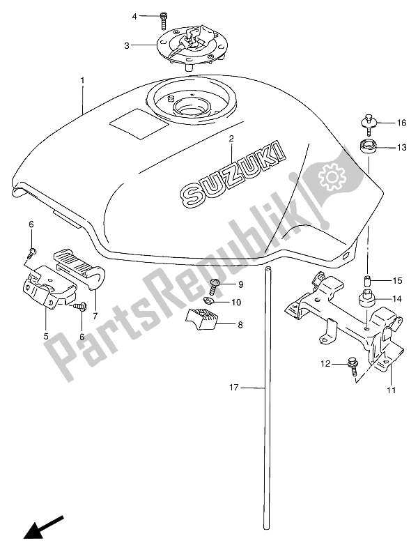 All parts for the Fuel Tank of the Suzuki VX 800U 1991