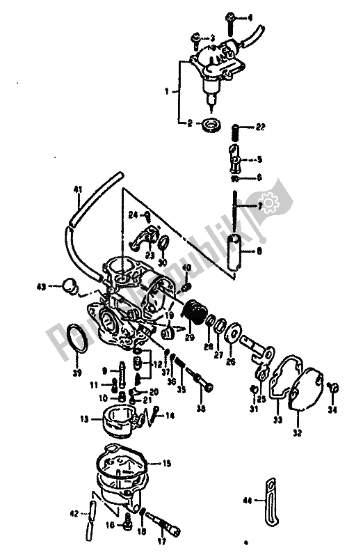 All parts for the Carburetor of the Suzuki AH 50 1992