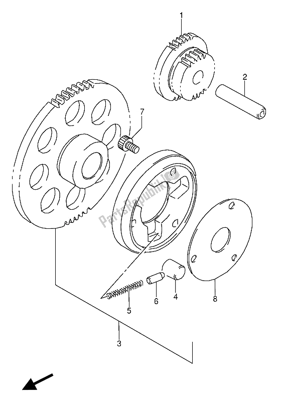 All parts for the Starter Clutch of the Suzuki GS 500 EU 1989