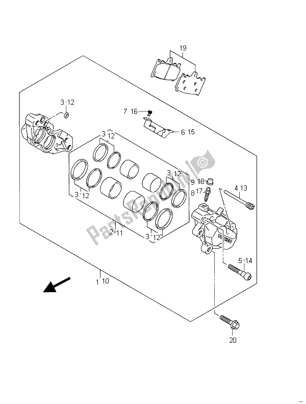 All parts for the Front Caliper (gsf650sa) of the Suzuki GSF 650 Sasa Bandit 2011