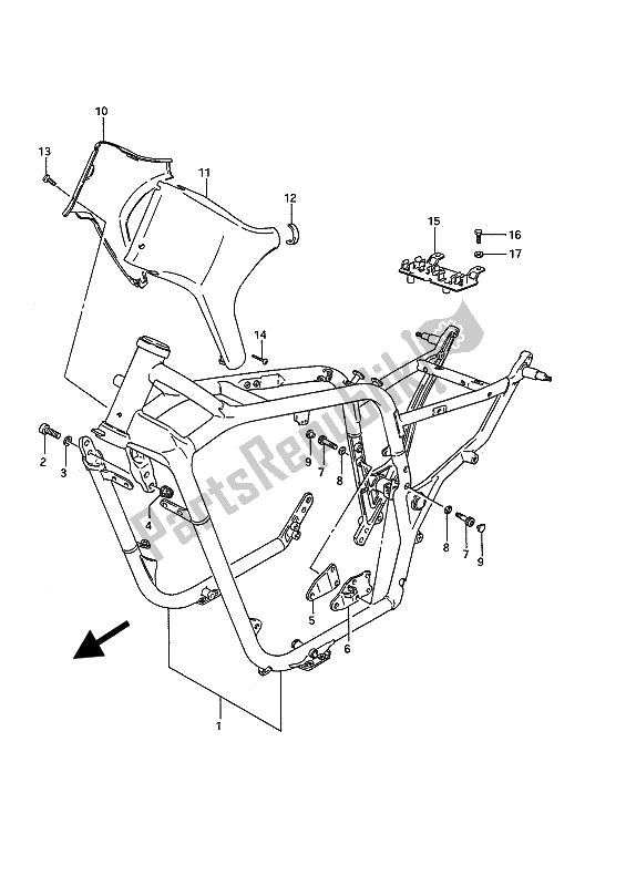 All parts for the Frame of the Suzuki VS 1400 Glpf Intruder 1994