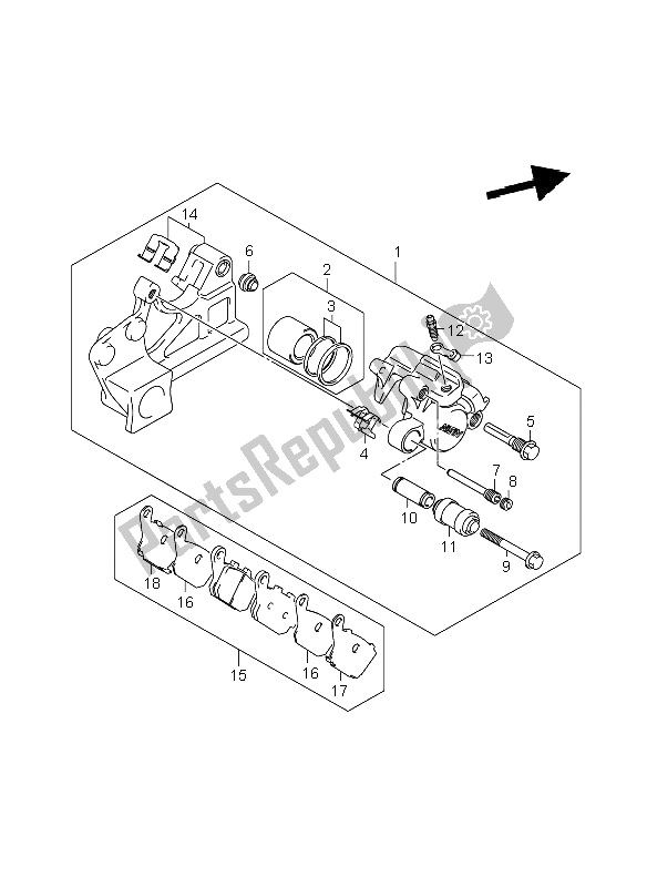 All parts for the Rear Caliper (gsf1250-s) of the Suzuki GSF 1250 Nassa Bandit 2009