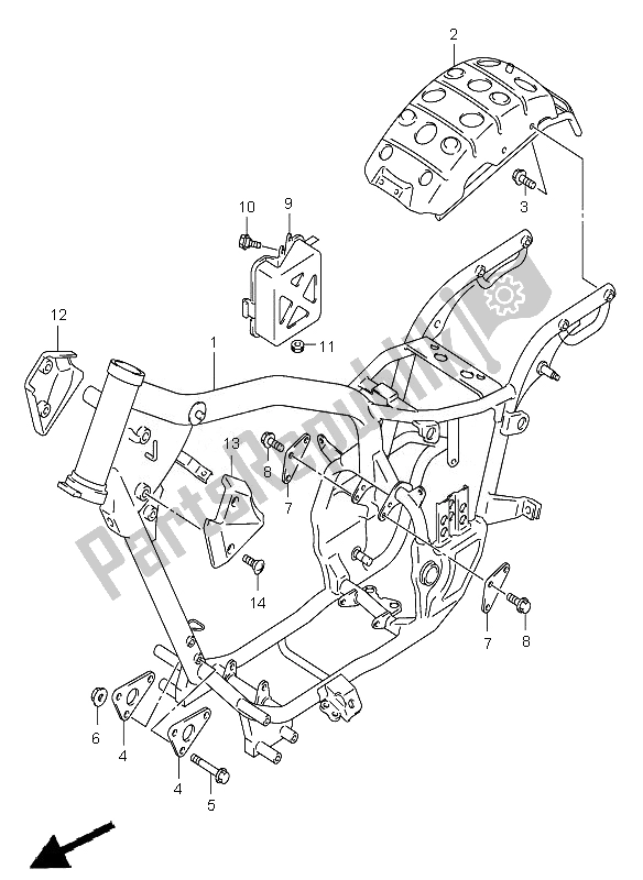 Tutte le parti per il Telaio del Suzuki VL 125 Intruder 2007