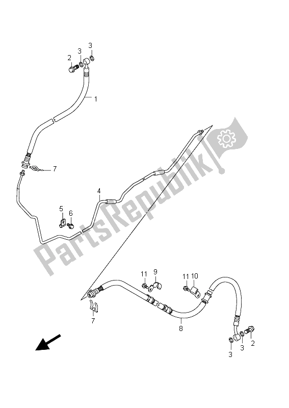 Todas as partes de Mangueira Do Freio Traseiro (an400 E2) do Suzuki Burgman AN 400 AZA 2011