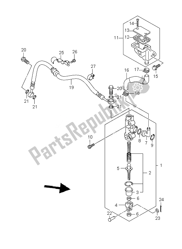 Tutte le parti per il Pompa Freno Posteriore (gsr600-u) del Suzuki GSR 600A 2010