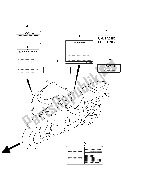 Todas las partes para Etiqueta de Suzuki GSX R 1000 2002