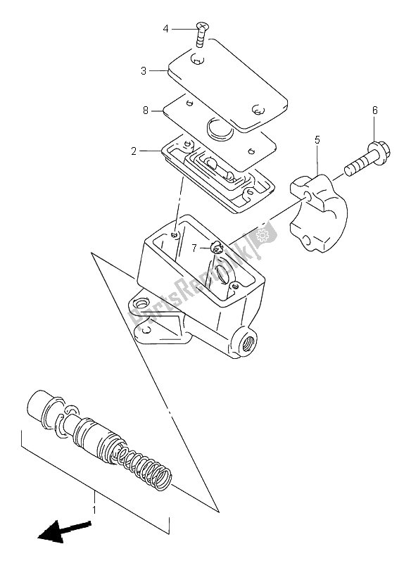 All parts for the Front Master Cylinder of the Suzuki RF 900R 1995