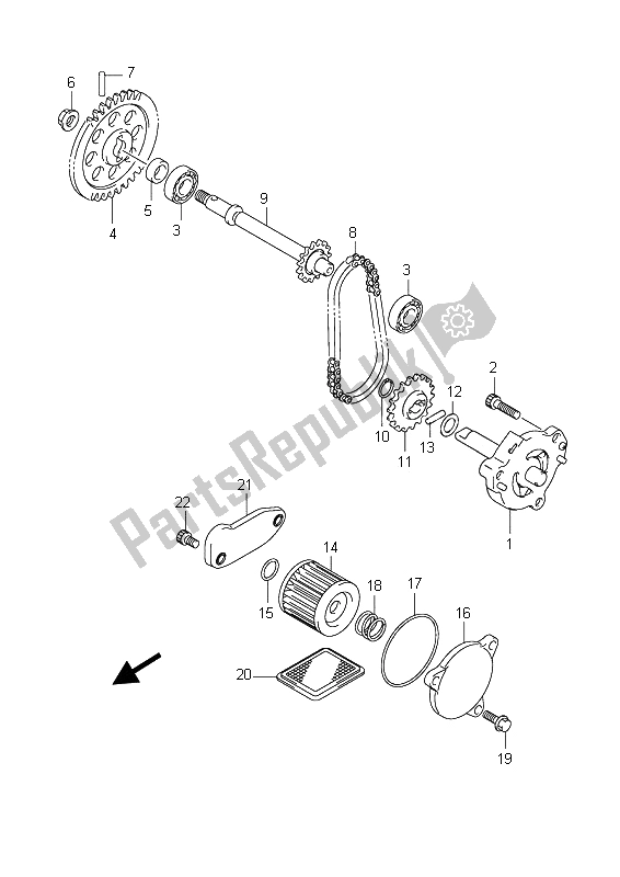 All parts for the Oil Pump of the Suzuki Burgman AN 400Z 2008