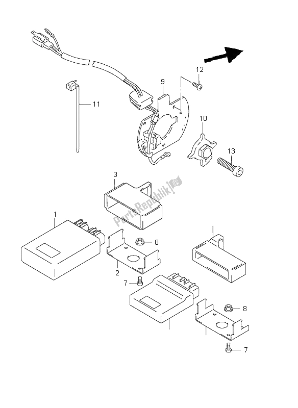 All parts for the Signal Generator of the Suzuki GSX 750F 2001