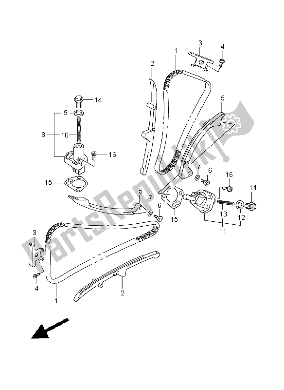All parts for the Cam Chain of the Suzuki DL 650A V Strom 2008