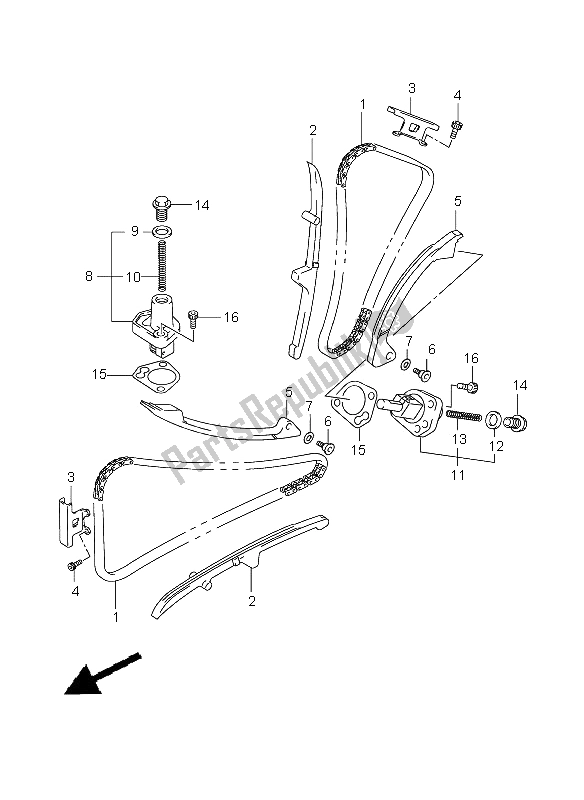 All parts for the Cam Chain of the Suzuki DL 650A V Strom 2008