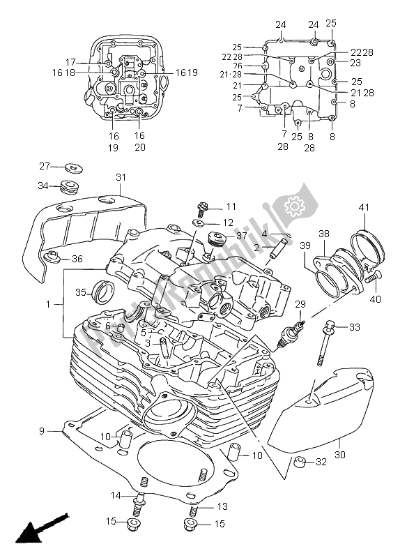 Todas las partes para Culata (trasera) de Suzuki VS 1400 Intruder 2001
