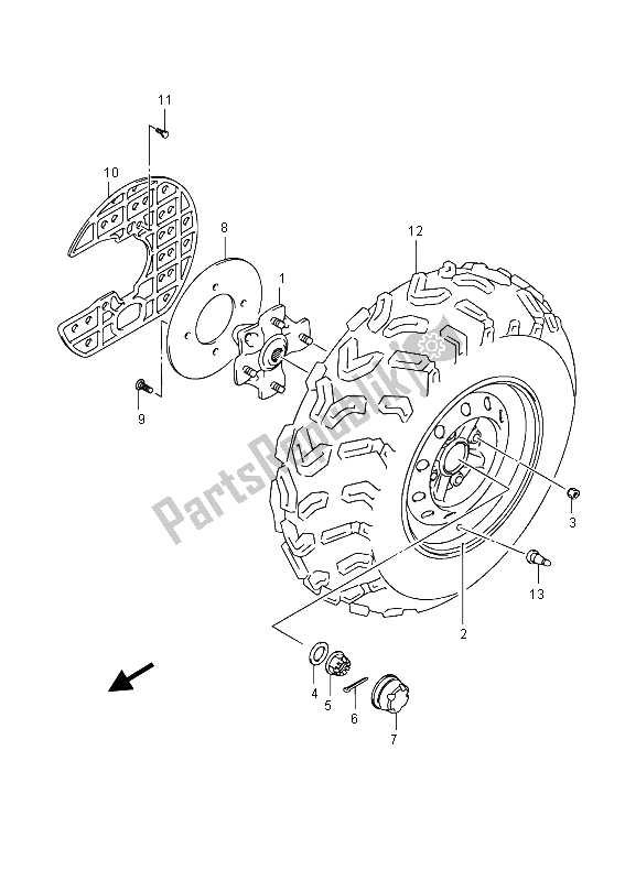 All parts for the Front Wheel of the Suzuki LT F 400F Kingquad FSI 4X4 2015