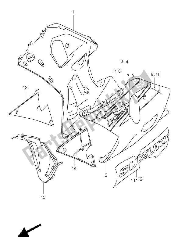 All parts for the Under Cowling (gsx-r600) of the Suzuki GSX R 600Z 2003