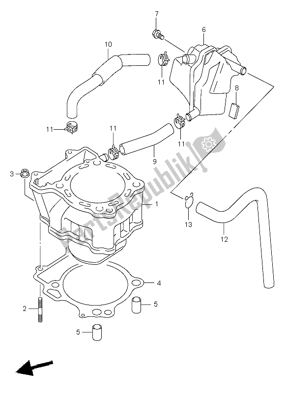 All parts for the Cylinder of the Suzuki DR Z 400E 2004