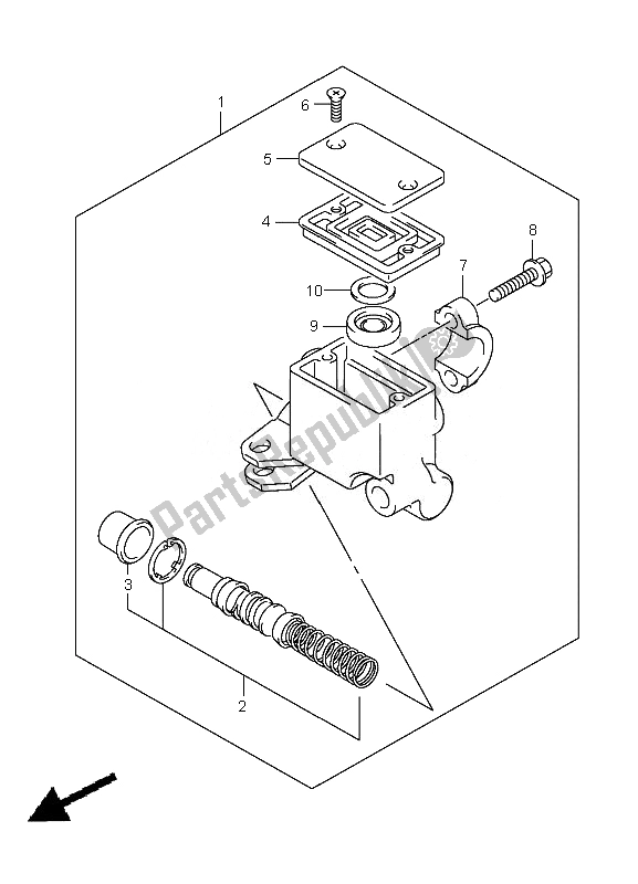 Tutte le parti per il Pompa Freno Anteriore del Suzuki LT A 400 Kingquad 4X2 2010