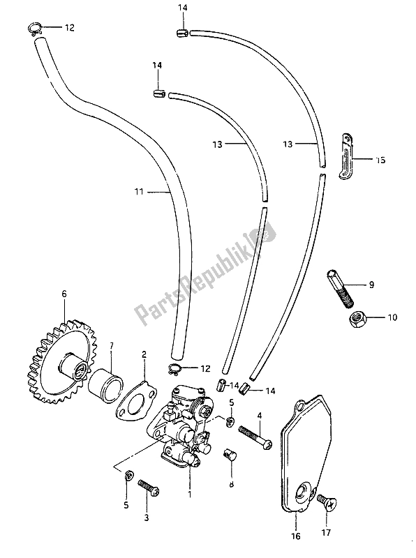 All parts for the Oil Pump of the Suzuki RG 250 Cffc Gamma 1987