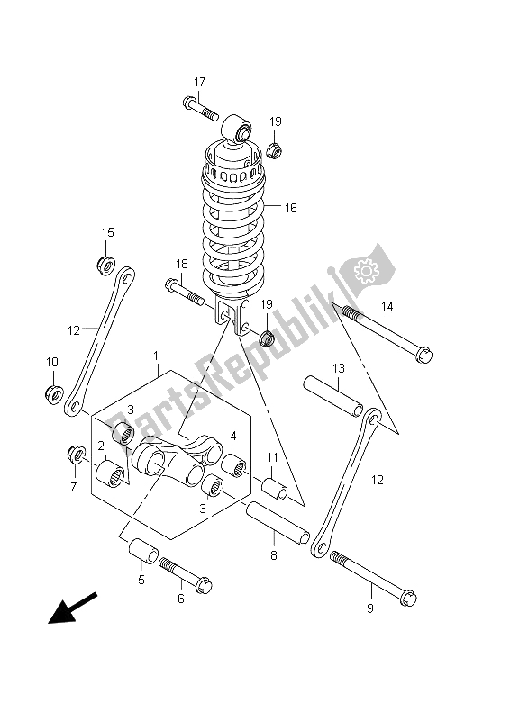 All parts for the Rear Cushion Lever (gsx650fu E24) of the Suzuki GSX 650 FA 2012