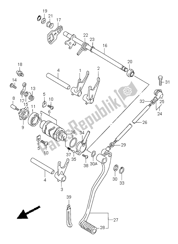 Todas as partes de Mudança De Marchas do Suzuki VZ 800 Marauder 2001