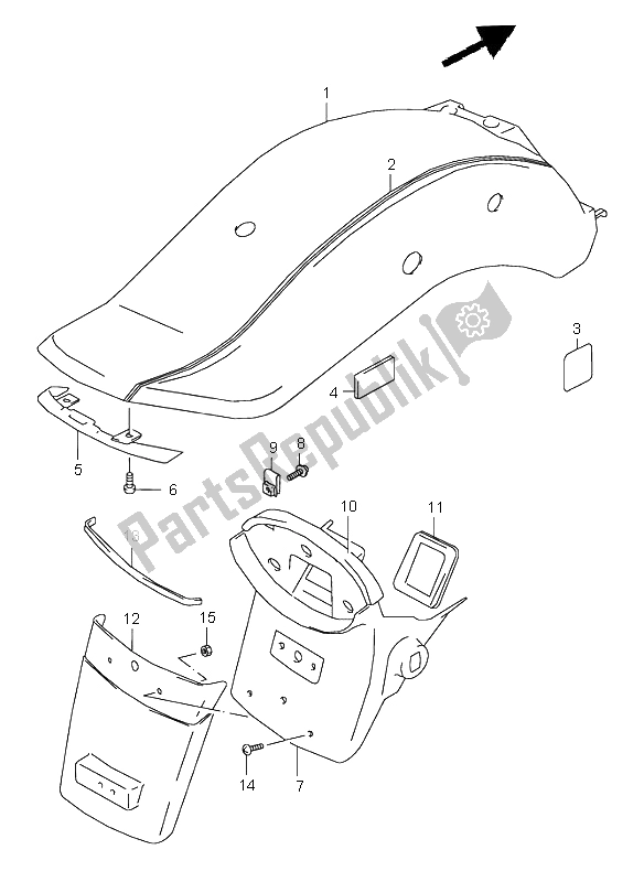 Todas las partes para Guardabarros Trasero de Suzuki VZ 800 Marauder 1999